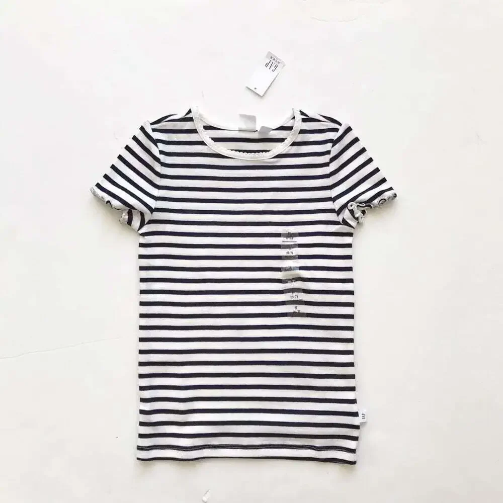 Gapkids NWT navy stripe short sleeve shirt S(6-7Y)